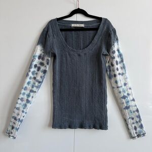 Free People Long Sleeve Big Sur Ribbed Thermal Top with Tie-dye Sleeves